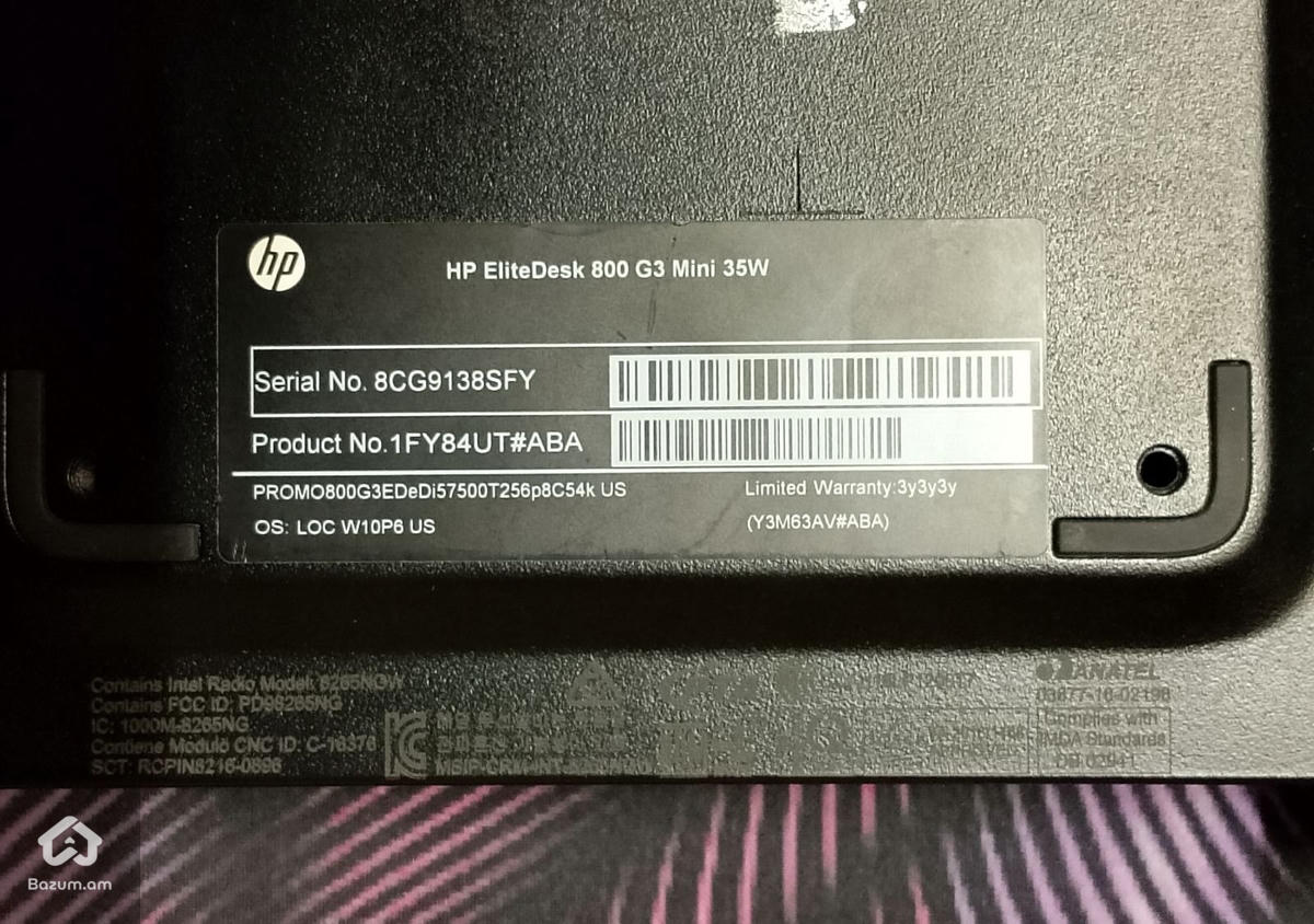 Mini PC HP EliteDesk 800 G3 Micro i5 7500T RAM 8Gb 256Gb SSD M2 Nvme - image 5