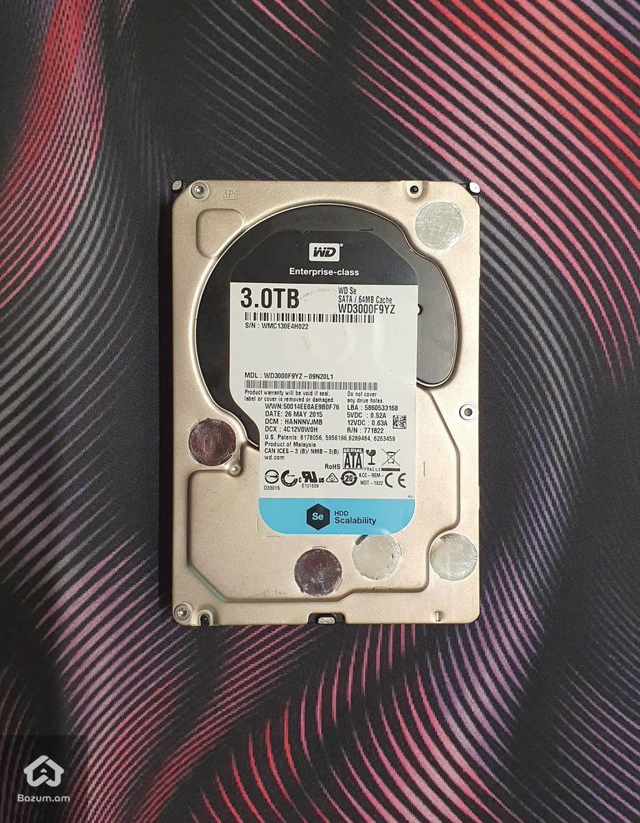  HDD WD Enterprise-Class SE 3TB SATA 6Gb/s 7200RPM Model-WD3000F9YZ - image 1